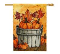 Drapeau de jardin en forme de citrouille d'automne, bannière décorative de récolte orange, drapeau de cour double face en toile de jute pour décoration de pelouse extérieure de Thanksgiving, 71 x 101