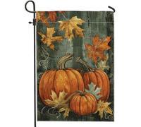 Drapeau de jardin en forme de citrouille d'automne, bannière décorative de récolte orange, drapeau de cour double face en toile de jute pour décoration de pelouse extérieure d'automne 30,5 x 45,7 cm