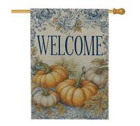 Drapeau de jardin en forme de citrouille d'automne - Bannière décorative double face en toile de jute - Décoration d'intérieur - 71 x 101 cm