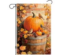 Drapeau de jardin en forme de citrouille d'automne double face, drapeau de cour en feuille d'érable pour l'automne, décoration extérieure, petit panneau saisonnier loin