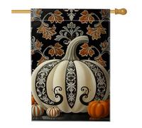 Drapeau de jardin en forme de citrouille d'Halloween, bannière extérieure noire et blanche, bannière extérieure, drapeau de cour en toile de jute double face, décoration d'automne de la maison, 71 x