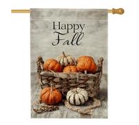 Drapeau de jardin en forme de citrouille Happy Fall - Bannière décorative orange pour décoration d'intérieur d'automne - Drapeau double face en toile de jute pour décoration de pelouse extérieure - 71