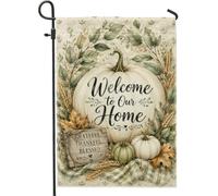 Drapeau de jardin en forme de citrouilles rustiques - Feuille de blé - Crème d'automne - Double face - Pour extérieur, porche, pelouse, patio, terrasse - 30,5 x 45,7 cm
