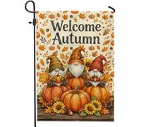 Drapeau de jardin en forme de citrouilles rustiques saisonniers, feuilles d'orange, double face, en toile de jute décorative pour extérieur, pelouse, porche, terrasse, entrée, 30,5 x 45,7 cm