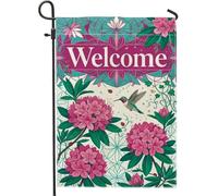 Drapeau de jardin en forme de colibri, fleurs florales printanières, feuilles, pêche, toile de jute double face, drapeaux décoratifs pour extérieur, porche, pelouse, terrasse, 30,5 x 45,7 cm