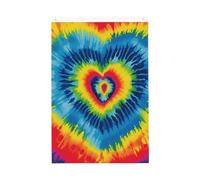 Drapeau de jardin en forme de cœur arc-en-ciel teint sur nœuds 61 x 91 cm Double face Ne se décolore pas Pour maison, cour, porche, pelouse, décoration extérieure