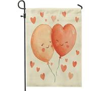 Drapeau de jardin en forme de cœur, ballon romantique et ludique, émoticône heureux pour la Saint-Valentin, rouge, double face, décoration extérieure pour extérieur, terrasse, pelouse, porche, entrée