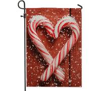 Drapeau de jardin en forme de cœur de canne à sucre d'orge, bannière de décoration de vacances, drapeau double face en toile de jute pour décoration de pelouse extérieure, 30,5 x 45,7 cm