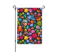 Drapeau de jardin en forme de dauphin, baleine, étoile de mer, 71,1 x 101,6 cm, double face, vertical, décoration de cour, drapeaux de maison de bienvenue en polyester pour extérieur, porche, ferme, p