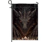 Drapeau de jardin en forme de dragon avec griffes en cristaux mystiques - Noir - Double face - Petit drapeau de jardin pour extérieur, porche, pelouse, terrasse, 30,5 x 45,7 cm