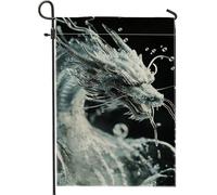 Drapeau de jardin en forme de dragon de glace mystique - Bannière saisonnière - Décoration extérieure double face pour la maison et la pelouse - 30,5 x 45,7 cm