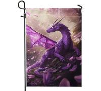 Drapeau de jardin en forme de dragon enchanté - Décoration extérieure pour printemps et été - Drapeau de cour double face en toile de jute pour décoration de pelouse - 30,5 x 45,7 cm