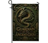 Drapeau de jardin en forme de dragon - Feuilles mystiques fantastiques - Sans toile de jute verte - Drapeaux décoratifs double face pour extérieur, porche, pelouse, terrasse, 30,5 x 45,7 cm