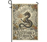 Drapeau de jardin en forme de dragon, flammes fantastiques, fleurs sans or, double face, drapeaux décoratifs pour extérieur, terrasse, pelouse, porche, entrée, camping 30,5 x 45,7 cm