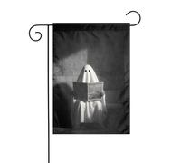 Drapeau de jardin en forme de fantôme lisant un journal 30 x 45 cm vertical double face ferme vacances décorations extérieures drapeau de cour
