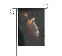 Drapeau de jardin en forme de fantôme tenant une torche orange - 30 x 45 cm - Double face - Décoration extérieure de ferme - Drapeau de cour