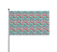 Drapeau de jardin en forme de flamant rose et pastèque, drapeau décoratif de longue durée pour l'extérieur, décoration de vacances