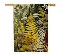 Drapeau de jardin en forme de fougère d'automne, feuilles botaniques jaunes, drapeau de décoration d'intérieur, drapeau double face en toile de jute pour décoration de pelouse, design festif