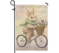 Drapeau de jardin en forme de lapin, couleur pastel avec œufs et fleurs, décoration extérieure printanière, drapeau double face en toile de jute pour décoration de terrasse de Pâques, 30,5 x 45,7 cm