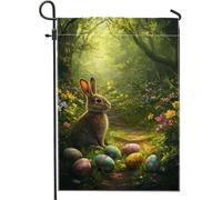 Drapeau de jardin en forme de lapin de Pâques, drapeaux de jardin mignons de couleur lapin, décoration extérieure double face, décoration de pelouse de fête de vacances, 30,5 x 45,7 cm
