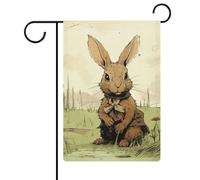 Drapeau de jardin en forme de lapin marron - 30,5 x 45,7 cm - Drapeau extérieur double face - Drapeau de cour d'été - Drapeau floral de bienvenue - Décorations de jardin saisonnières