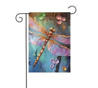 Drapeau de jardin en forme de libellule peinte à la main - 30,5 x 45,7 cm - Double face - Vertical - Ne se décolore pas - Pour maison de ferme, cour, décoration extérieure