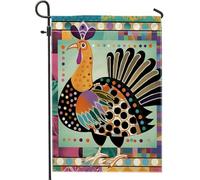 Drapeau de jardin en forme de paon coloré - Décoration d'intérieur en patchwork - Drapeau de jardin double face en toile de jute - Pour printemps et été - Décoration extérieure de pelouse - 30,5 x