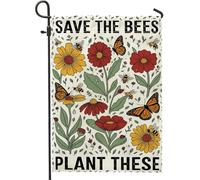Drapeau de jardin en forme de papillon, fleur botanique printanière, jaune, double face, en toile de jute pour extérieur, terrasse, pelouse, porche, entrée, camping 30,5 x 45,7 cm