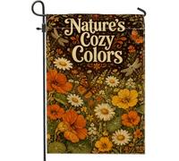 Drapeau de jardin en forme de papillon, fleur vintage botanique libellule printemps orange en toile de jute double face pour extérieur, porche, pelouse, terrasse, 30,5 x 45,7 cm