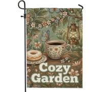 Drapeau de jardin en forme de papillon, lanterne rustique et confortable, en toile de jute verte printanière, double face, drapeaux décoratifs pour extérieur, pelouse, porche, terrasse, entrée, 30,5 x