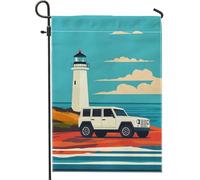 Drapeau de jardin en forme de phare côtier, bannière décorative double face pour jardin, décoration extérieure, décoration de pelouse sur le thème de la plage, 30,5 x 45,7 cm