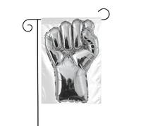 Drapeau de jardin en forme de poing humain argenté - 30 x 45 cm - Double face - Décoration extérieure de ferme