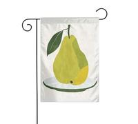 Drapeau de jardin en forme de poire verte sur une assiette - 30 x 45 cm - Vertical double face - Décoration extérieure de ferme