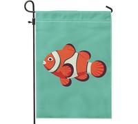 Drapeau de jardin en forme de poisson clown, drapeau de décoration côtière orange en toile de jute, drapeau de cour, décoration extérieure de pelouse, 30,5 x 45,7 cm