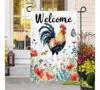 Drapeau de jardin en forme de poule pour extérieur, vertical double face en toile de jute, petit drapeau de bienvenue pour la maison, maison de vacances, ferme, printemps, été, extérieur, terrasse