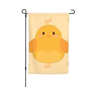 Drapeau de jardin en forme de poussin de dessin animé 30,5 x 45,7 cm. Décoration extérieure lumineuse double face apporte un peu de plaisir à votre jardin.
