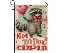 Drapeau de jardin en forme de raton laveur, ballon fantaisie en forme de cœur pour la Saint-Valentin, drapeaux extérieurs décoratifs double face pour extérieur, terrasse, pelouse, porche, entrée