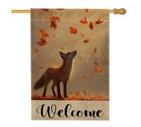 Drapeau de jardin en forme de renard d'automne - Bannière de bienvenue - Double face en toile de jute - Décoration de cour saisonnière d'automne - 71,1 x 101,6 cm