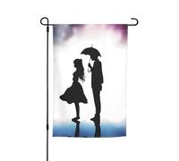 Drapeau de jardin en forme de silhouette d'amoureux d'anime, 30,5 x 45,7 cm, double face, printemps été, bannière décorative pour cour - Petit drapeau saisonnier - Décoration extérieure