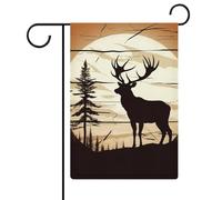 Drapeau de jardin en forme de silhouette d'élan sauvage double face 30,5 x 45,7 cm, drapeau de cour vertical en lin, drapeaux de maison durables pour décoration extérieure festivités