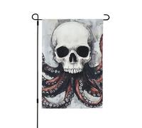 Drapeau de jardin en forme de tête de mort, demi-visage - Décoration extérieure vibrante pour votre porche, cour et terrasse - Parfait pour le printemps, l'été et toute l'année - 71,1 x 101,6 cm