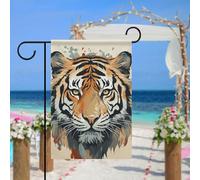Drapeau de jardin en forme de tête de tigre de l'année du tigre pour extérieur, 30,5 x 45,7 cm, drapeau de jardin printemps été, drapeau de jardin double face, panneau de bienvenue durable pour