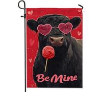 Drapeau de jardin en forme de vache, lunettes de soleil en forme de cœur ludique, Saint-Valentin, double face, drapeaux extérieurs décoratifs pour extérieur, terrasse, pelouse, porche, entrée, camping