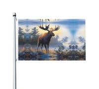 Drapeau de jardin en forme d'élan du Nord à double face, 90 x 150 cm, convient pour une utilisation toute l'année, pour décorer les porches, balcons et terrasses. Mât non inclus.