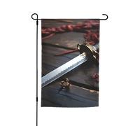 Drapeau de jardin en forme d'épée de samouraï du Japon double face pour ferme, vacances, cour, 30,5 x 45,7 cm, bannière extérieure saisonnière pour printemps, été, pelouse, porche, décoration