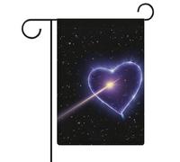 Drapeau de jardin en forme d'étoile filante en forme de cœur, 32,6 x 47,5 cm, drapeau de jardin vertical double face en lin pour décoration extérieure saisonnière pour ferme, vacances, fête des mères