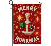 Drapeau de jardin en forme d'oie, cadeaux festifs de Noël, canne à sucre d'orge, drapeaux décoratifs double face pour extérieur, porche, pelouse, terrasse, 30,5 x 45,7 cm