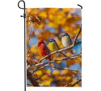Drapeau de jardin en forme d'oiseau d'automne, bannière de décoration d'intérieur cardinal coloré et geai bleu, drapeau double face en toile de jute, décoration saisonnière de pelouse extérieure 30,5