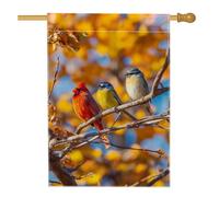 Drapeau de jardin en forme d'oiseau d'automne, bannière de décoration d'intérieur cardinal coloré et geai bleu, drapeau double face en toile de jute, décoration saisonnière de pelouse, 71 x 101,6 cm