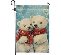 Drapeau de jardin en forme d'ours polaire d'hiver, joli ours blanc, drapeau de cour double face pour les vacances, panneau de Noël, porche, terrasse, pelouse, décoration de 30,5 x 45,7 cm